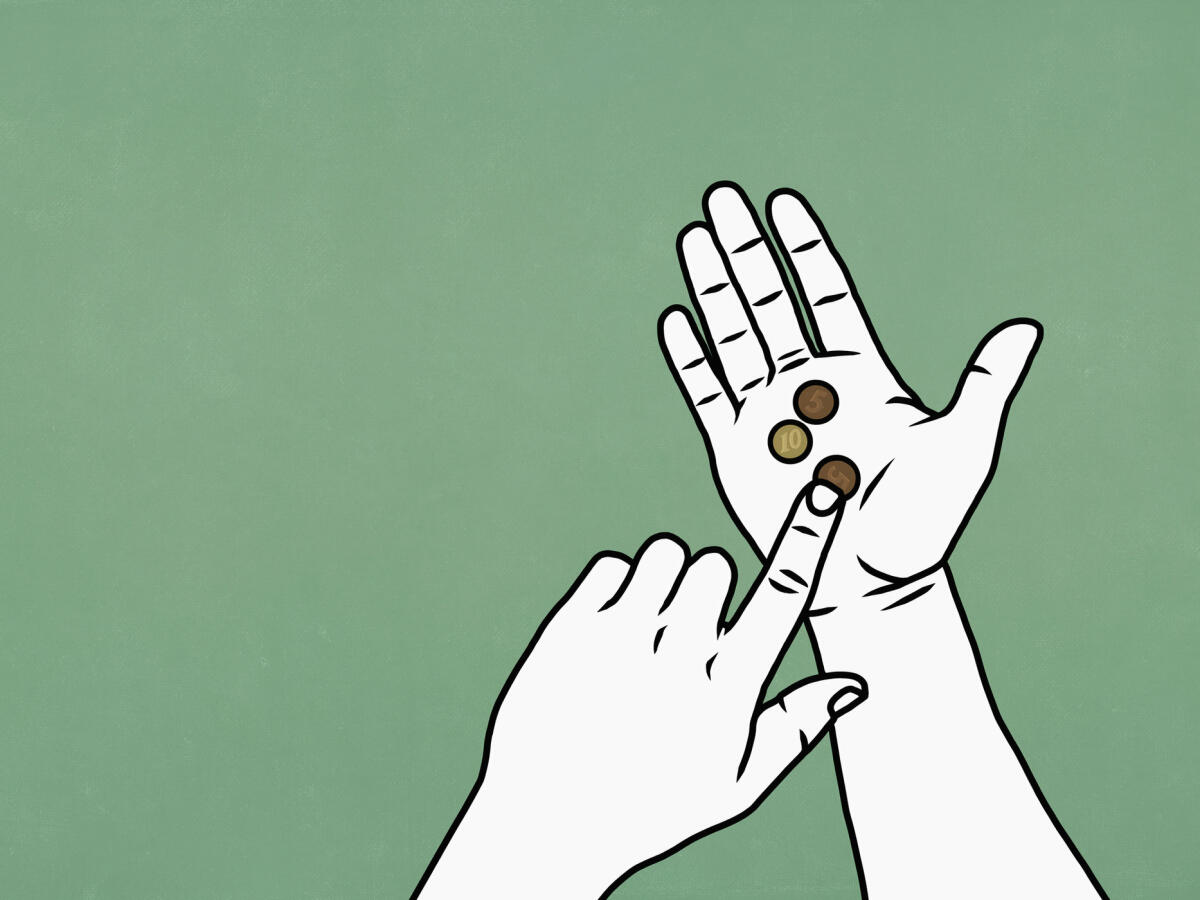 Illustration einer Hand, die Münzen hält © Malte Mueller / Getty Images