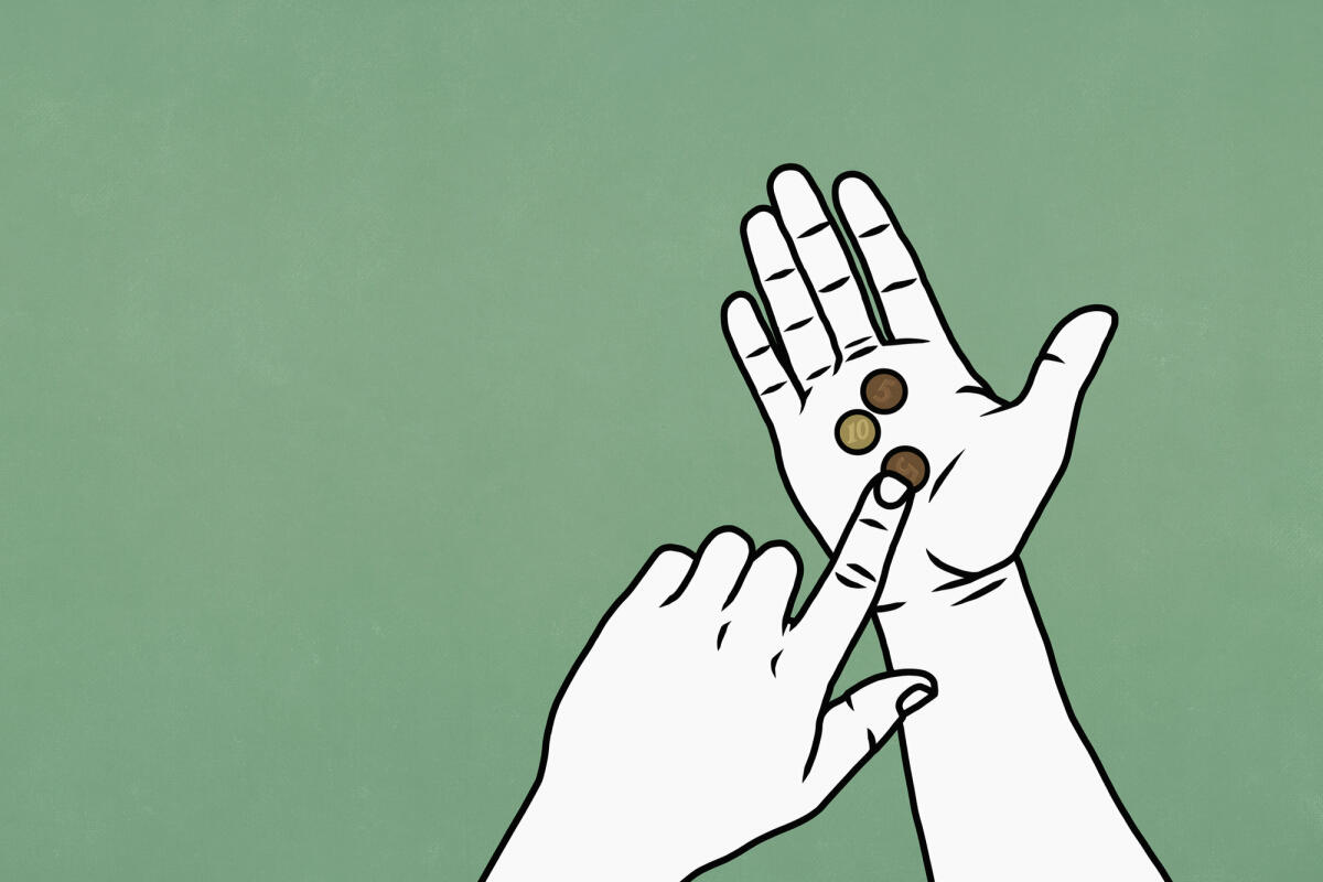 Illustration einer Hand, die Münzen hält © Malte Mueller / Getty Images